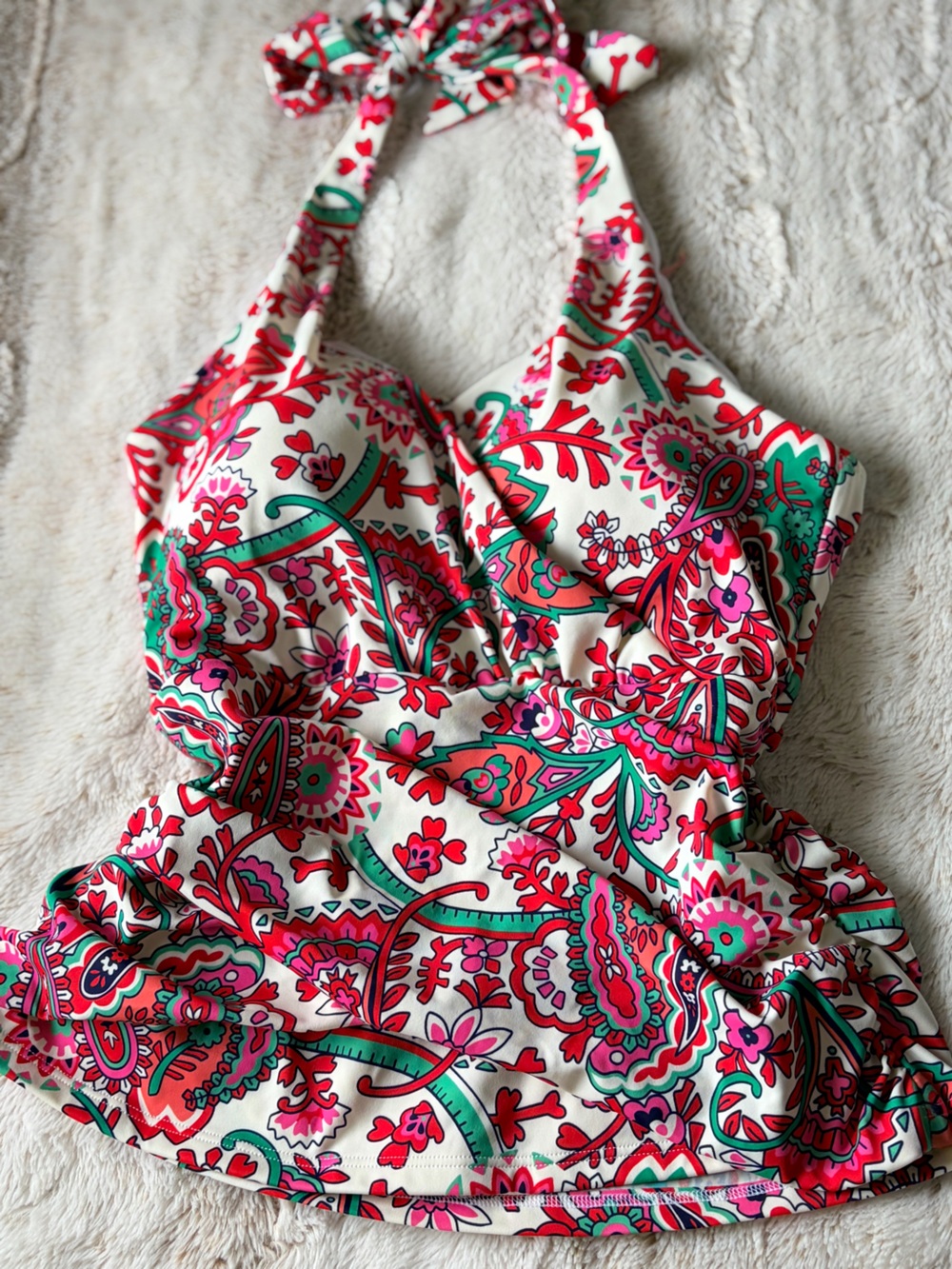 🌺🌞 BODEN Floral Tankini Top US 12 Built-In Bra Coastal It Girl Euro Summer Top